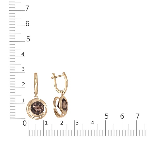 Серьги из жёлтого золота с 2 раухтопазами