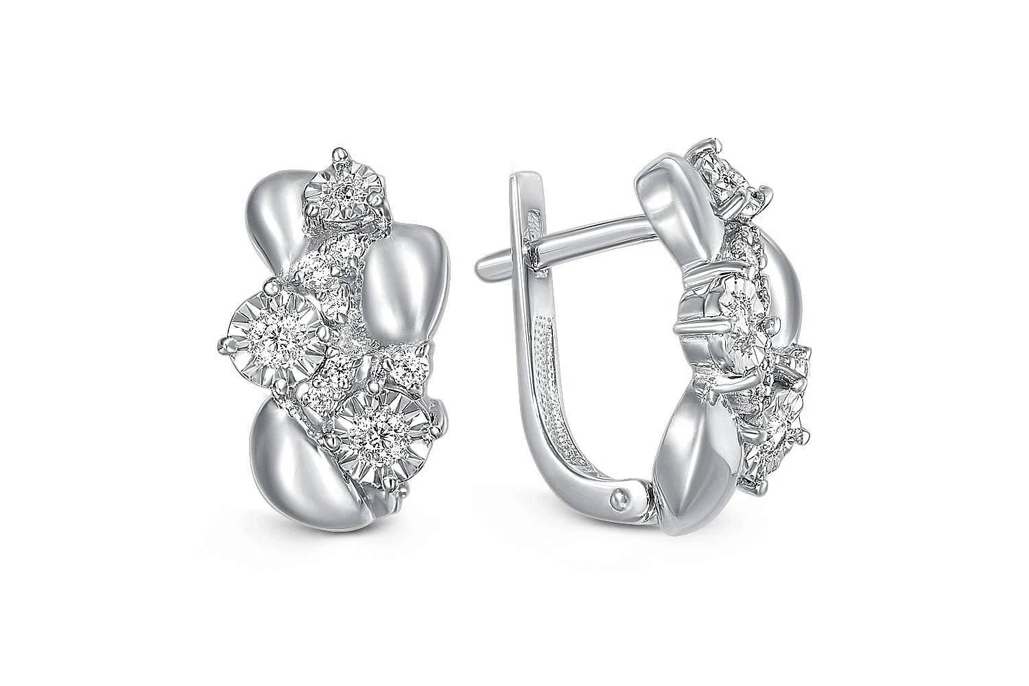 Серьги из белого золота с 18 фианитами