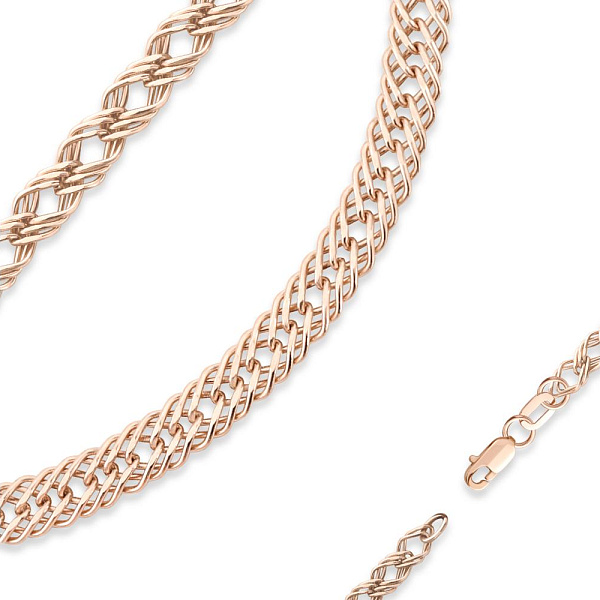 Цепь плетение тройной ромб ⌀ нити 0,50 мм  из красного золота