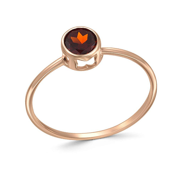 Кольцо из красного золота с гранатом