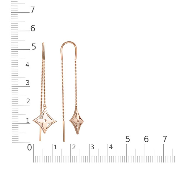 Серьги-продёвки Цветы из красного золота без вставок