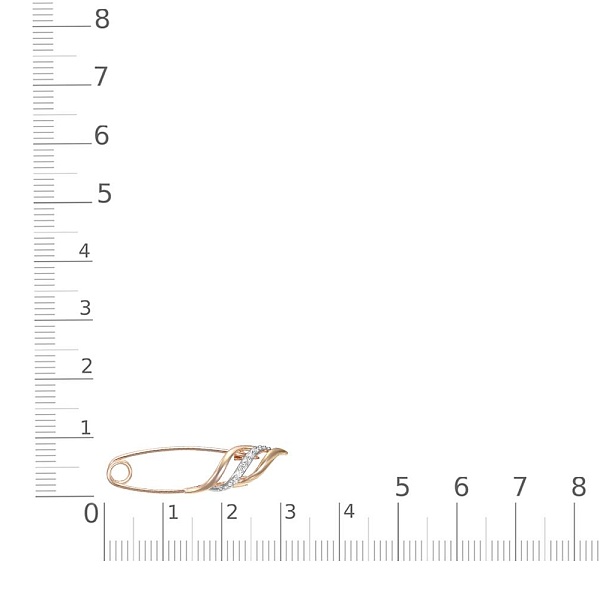Булавка из красного золота с 6 фианитами