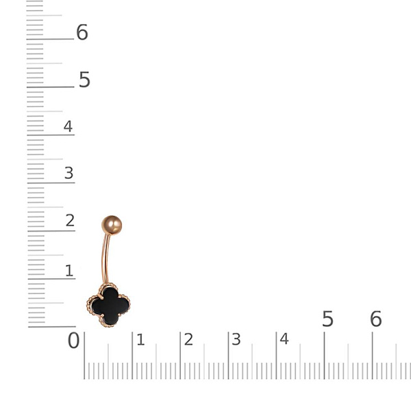 Пирсинг Клевер из красного золота с ониксом