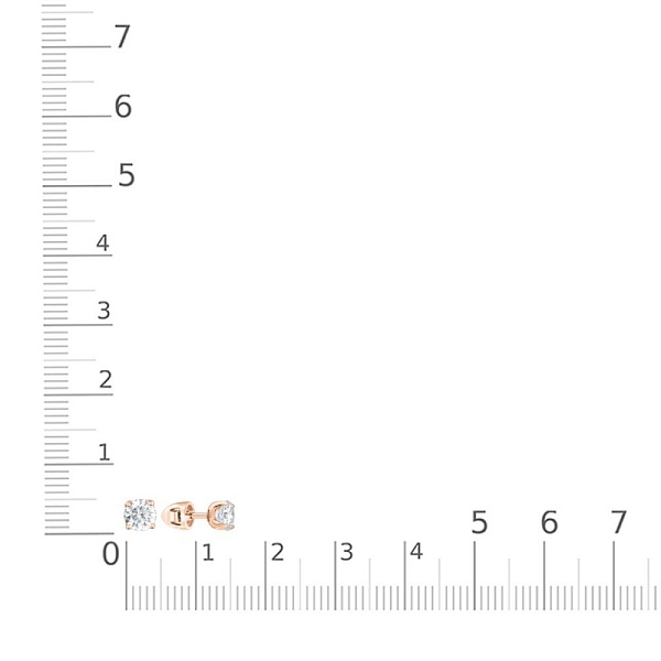Серьги-пусеты из красного золота с 2 муассанитами