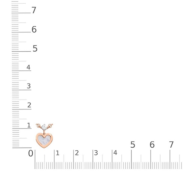 Колье Сердце из красного золота с перламутром и фианитом