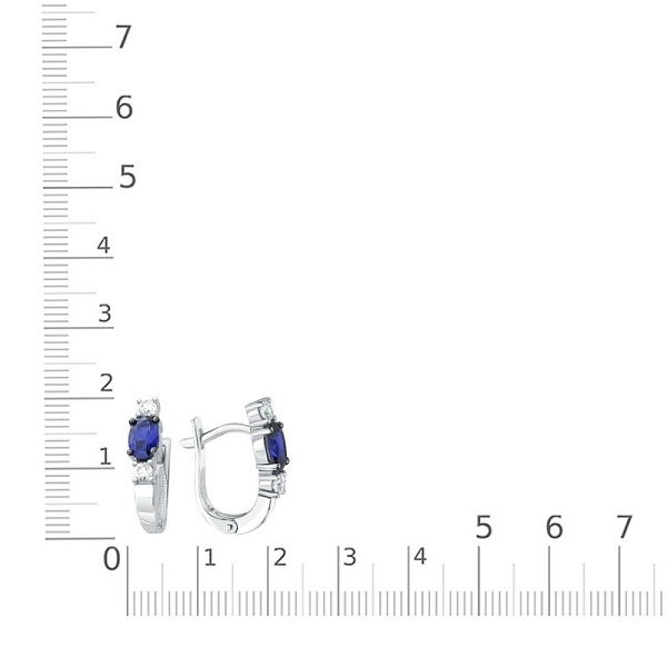 Серьги из белого золота с 2 корундами и 4 фианитами