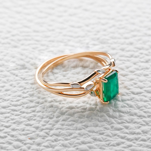 Кольцо Веточка из красного золота с агатом