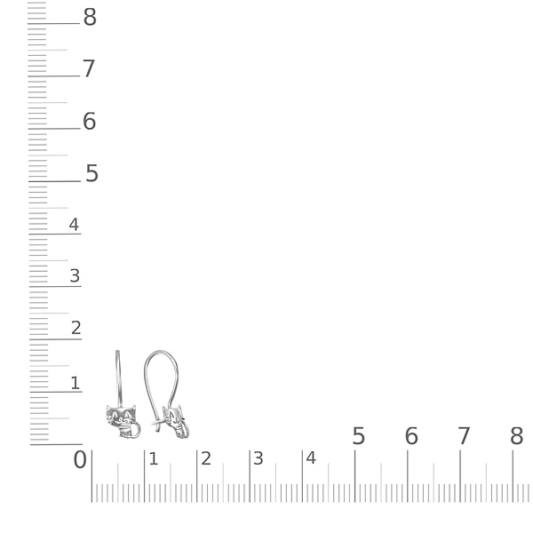 Детские серьги Кошки из белого золота без вставок