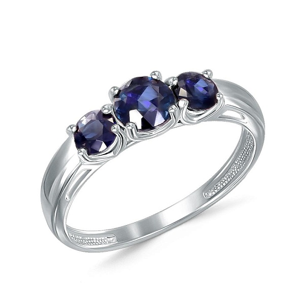 Кольцо из белого золота с 3 корундами