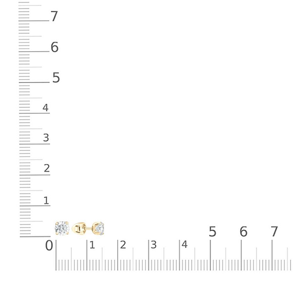 Серьги-пусеты из жёлтого золота с 2 муассанитами