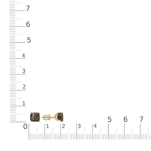 Серьги-пусеты из жёлтого золота с 2 раухтопазами