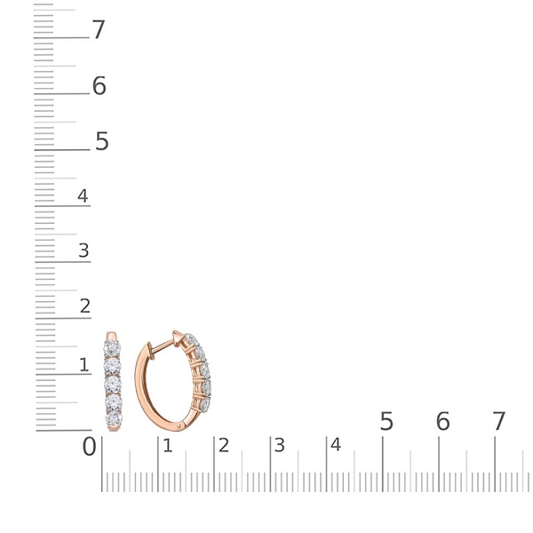 Серьги Дорожки из красного золота с 10 выращенными бриллиантами