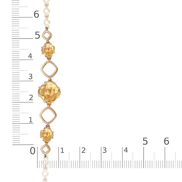 Браслет из красного золота с цитрином и 2 раухтопазами