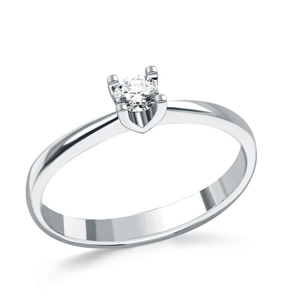 Кольцо из белого золота с выращенным бриллиантом