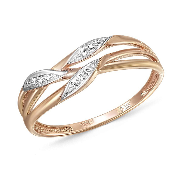 Кольцо из красного золота с 9 фианитами