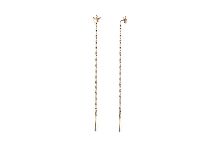 Серьги-продёвки Короны из красного золота без вставок