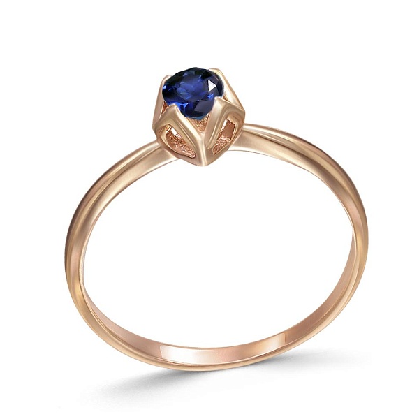 Кольцо помолвочное из красного золота с сапфиром