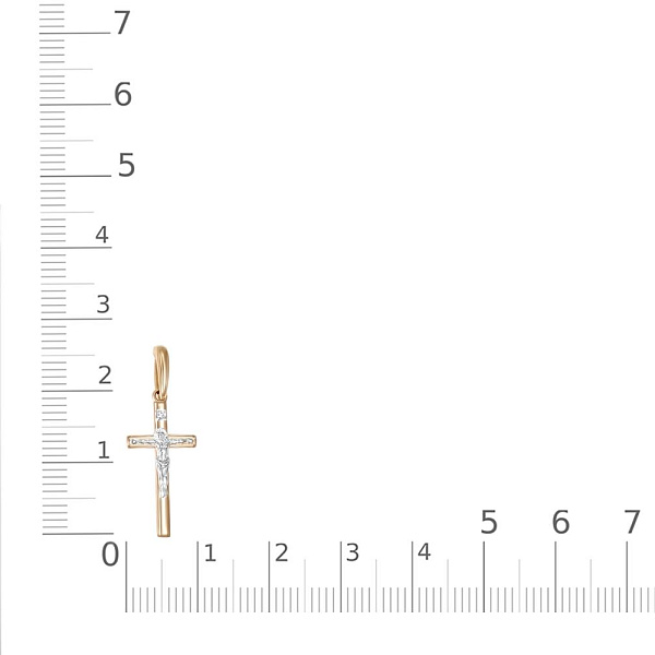 Крест из красного золота с бриллиантом