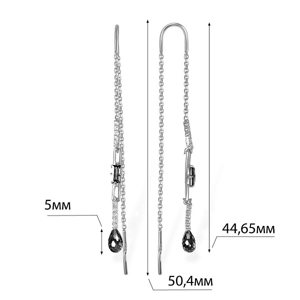 Серьги-продёвки из красного золота с 4 топазами sky и 20 бриллиантами