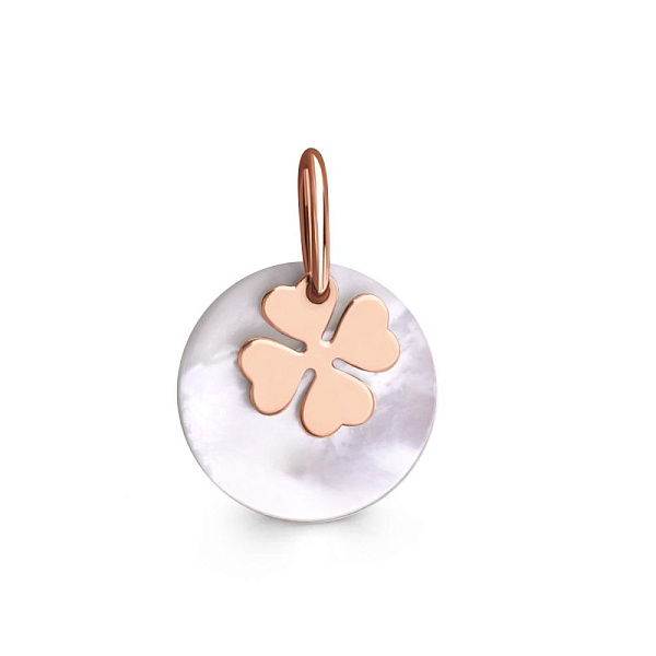 Подвеска Клевер из красного золота с перламутром