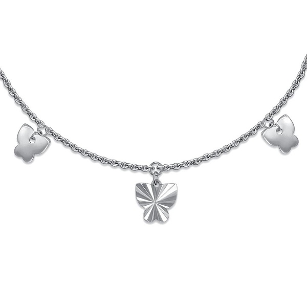 Колье Бабочка из белого золота без вставок