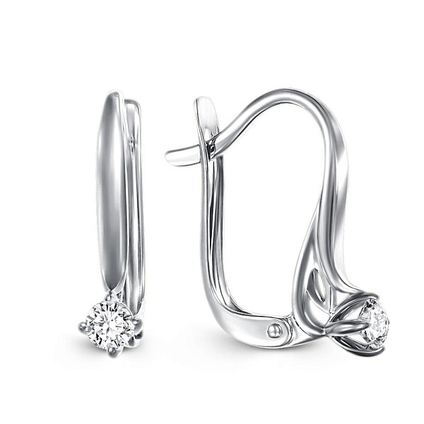 Серьги из белого золота с 2 бриллиантами