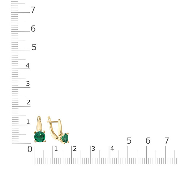 Серьги из жёлтого золота с 2 изумрудами