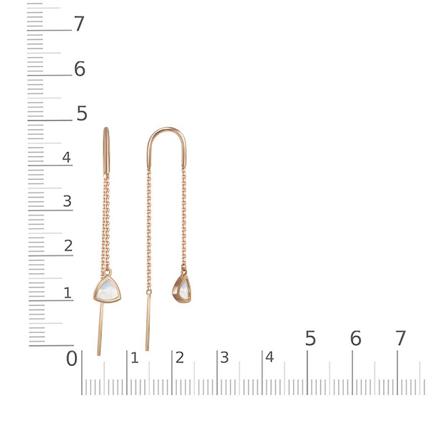Детские серьги-продёвки из красного золота с перламутром