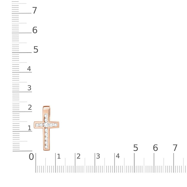 Крест из красного золота с 12 фианитами