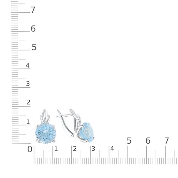 Серьги из белого золота с 2 топазами sky