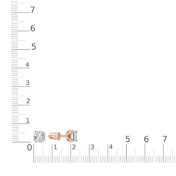 Серьги-пусеты из красного золота с 2 бриллиантами
