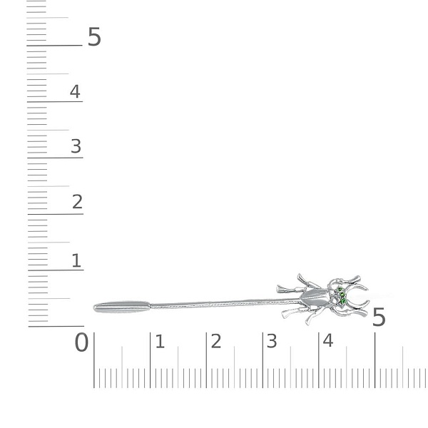 Брошь Жук из белого золота с 3 фианитами