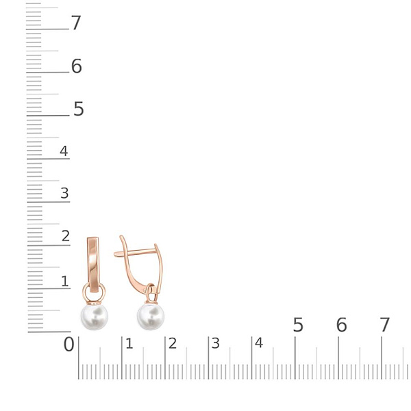 Серьги-трансформеры из красного золота с 2 жемчужинами