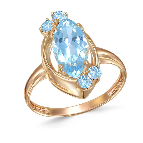 Кольцо из красного золота с 5 топазами sky