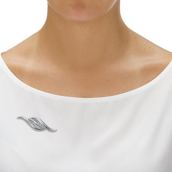 Брошь из белого золота без вставок