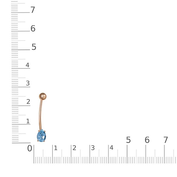 Пирсинг из красного золота с топазом swiss