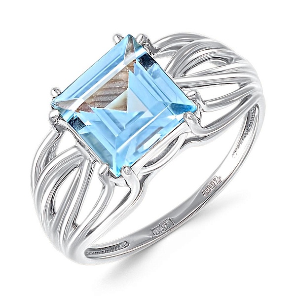 Кольцо из белого золота с топазом sky