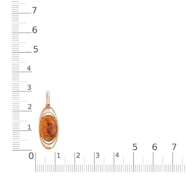 Подвеска из красного золота с янтарём