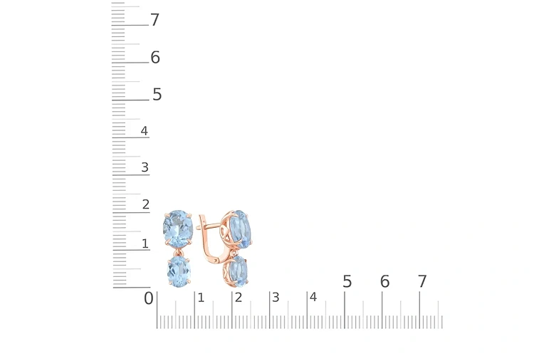 Серьги из красного золота с 4 топазами sky