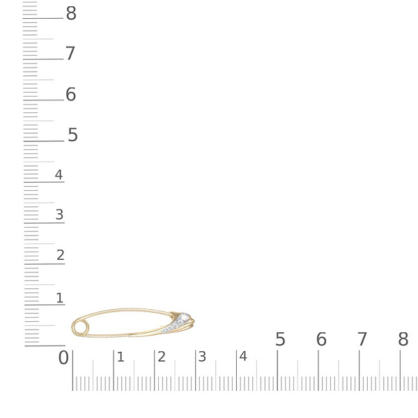 Булавка из жёлтого золота с 3 фианитами