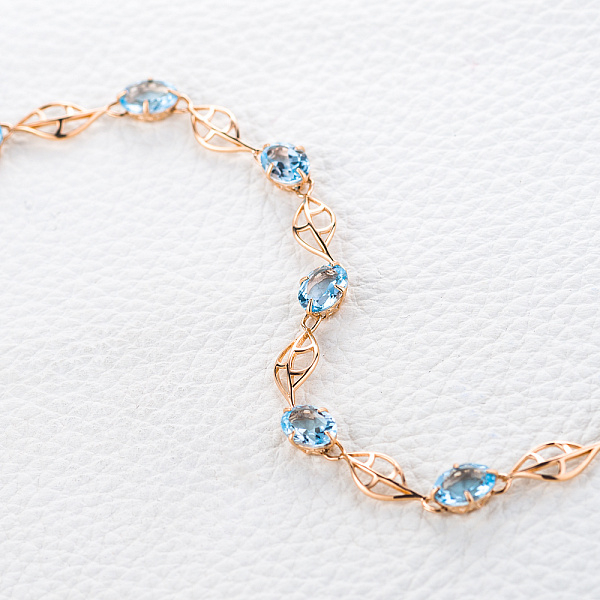 Браслет Дорожка из красного золота с 9 топазами sky