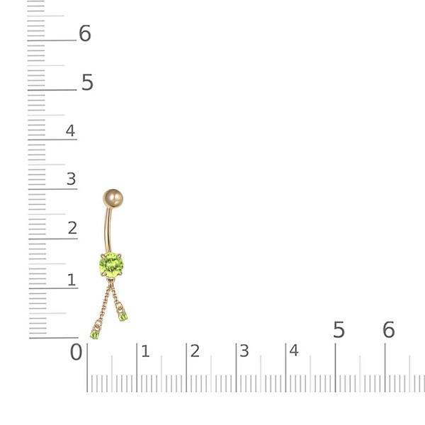 Пирсинг из жёлтого золота с 3 хризолитами