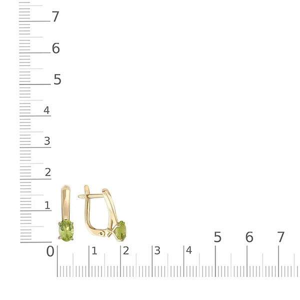 Серьги из жёлтого золота с 2 хризолитами