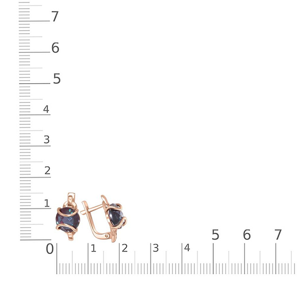 Серьги из красного золота с 2 раухтопазами