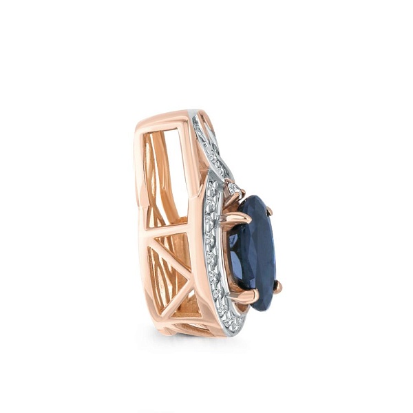 Подвеска из красного золота с сапфиром и 24 бриллиантами