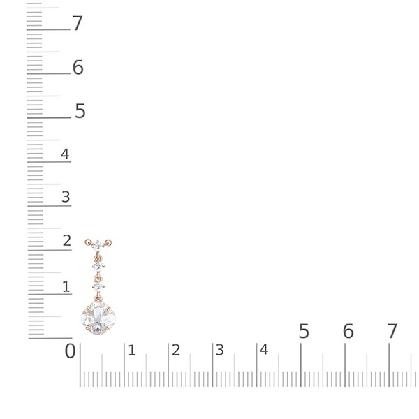 Колье из красного золота с горным хрусталём и 3 фианитами