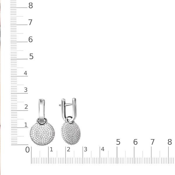 Серьги-трансформеры из белого золота с 304 фианитами