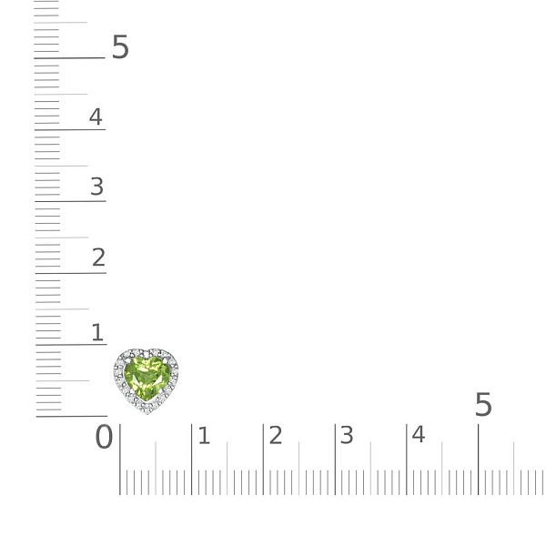 Подвеска Сердце из белого золота с хризолитом и 18 бриллиантами