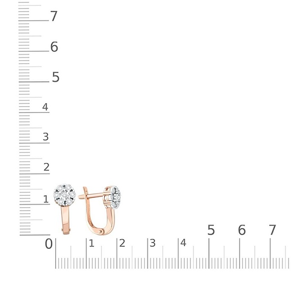 Серьги из красного золота с 14 выращенными бриллиантами