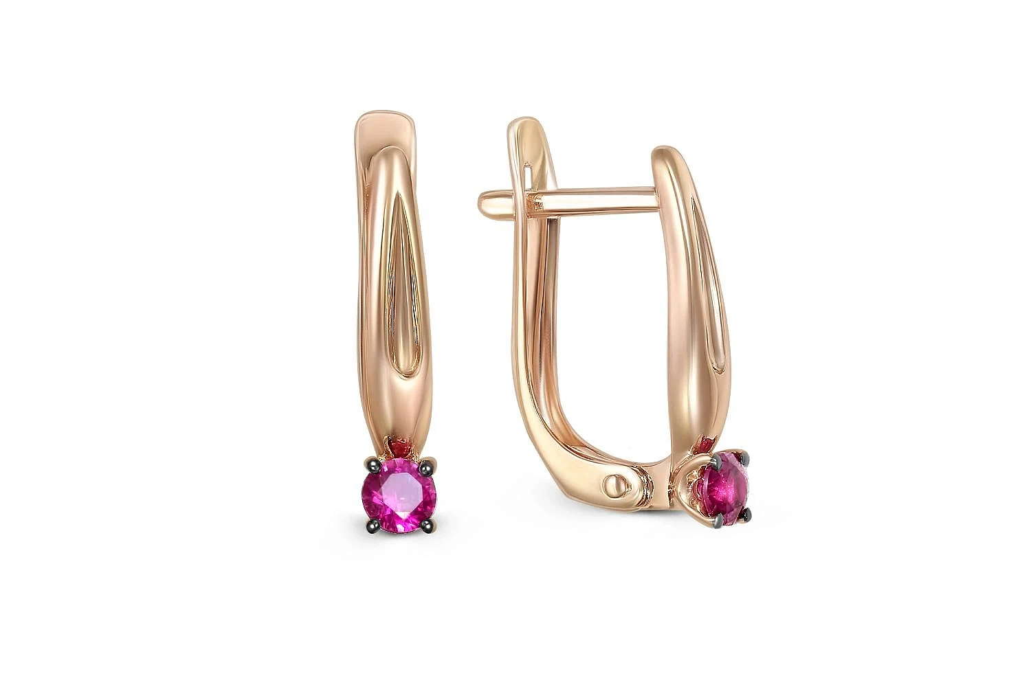 Серьги из красного золота с 2 корундами